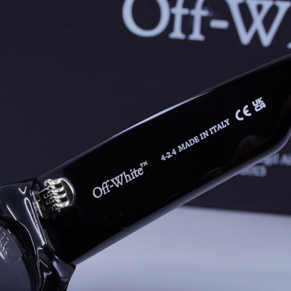 Off-White OERI147 BELLEVILLE 1007 Cat Eye Sunglasses – Black/Dark Grey - Picture 7 of 10